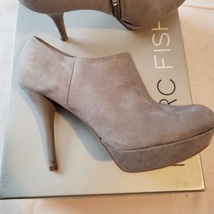 Sexy sleek grey suede ankle booties